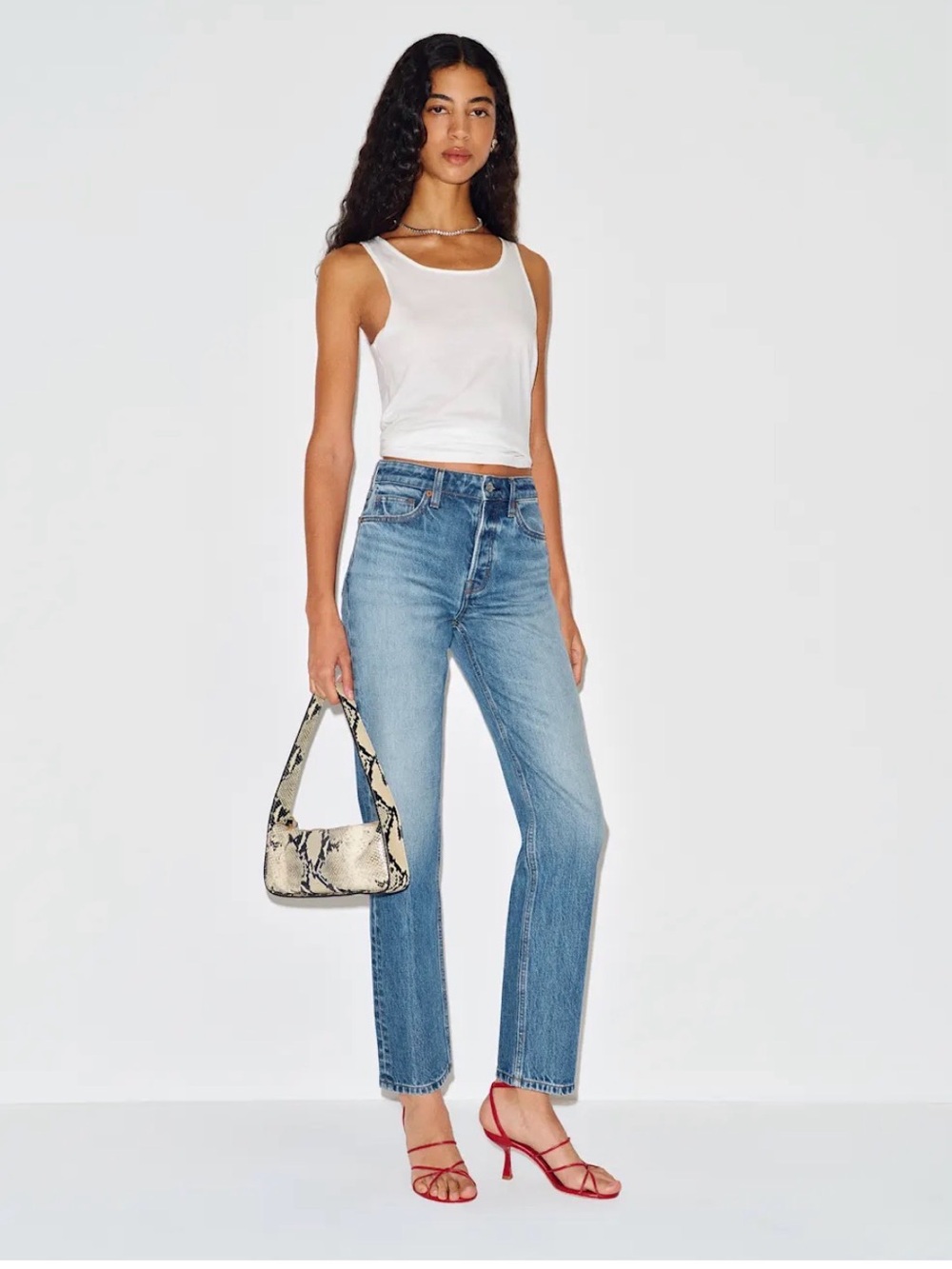 Reformation High-Rise Straight Jeans in Light Blue Denim